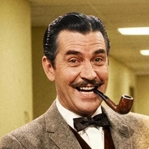 Dr. B.T. Grimble, pipe in hand, grinning